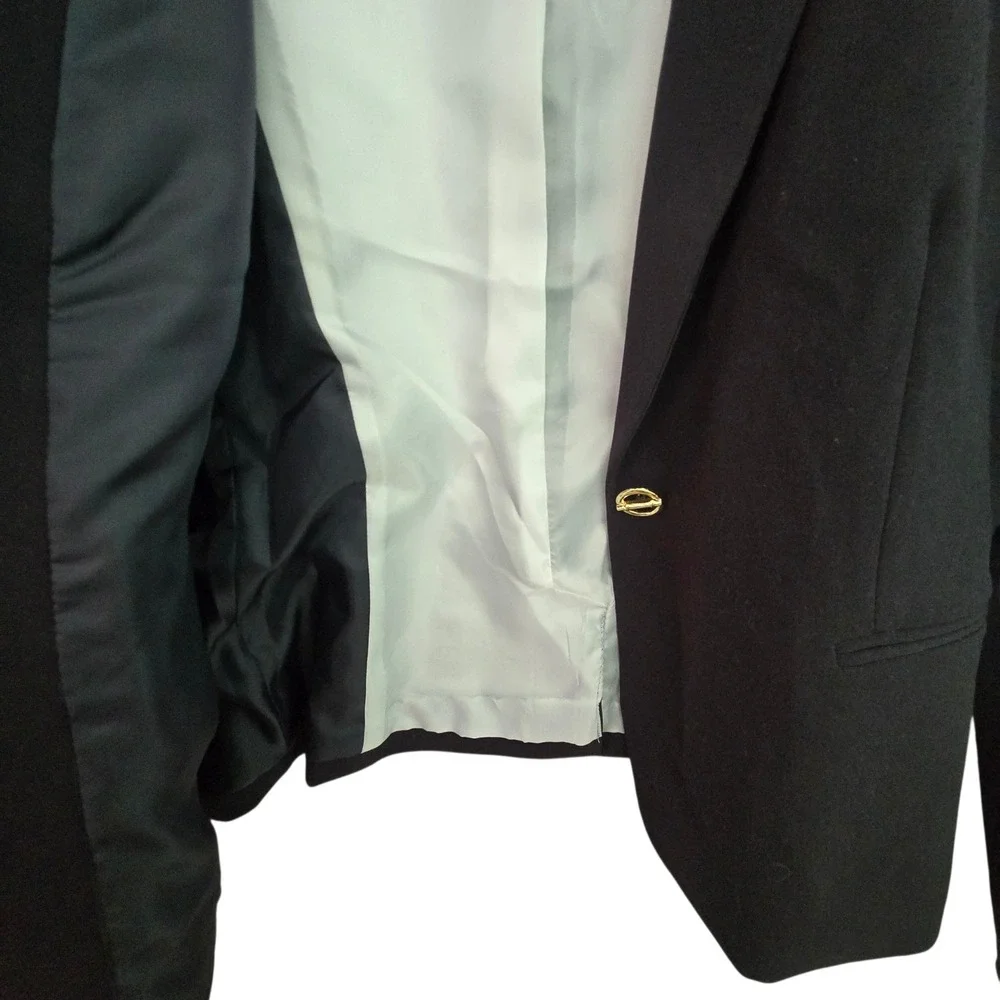 Tahari Arthur S Levine Womens Black Single Button Blazer Career Academia‎ Size 8